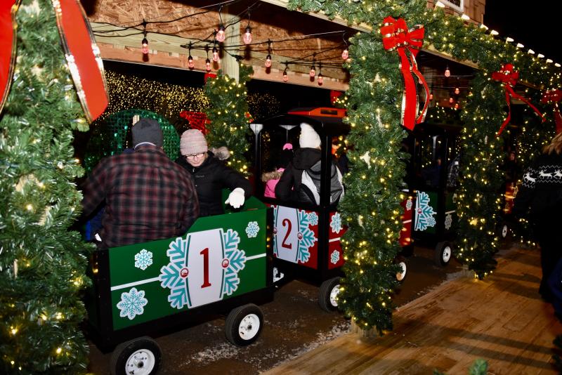 Visitors prepare to disembark from the Schellville Village train station.